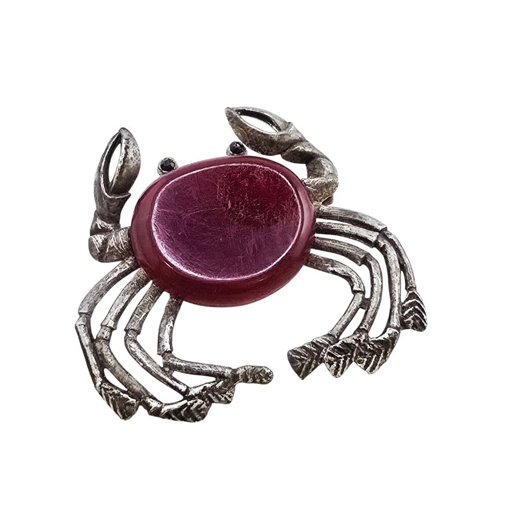 Vintage Glass Crab Brooch (A8656)